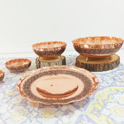 سرویس پذیرایی مسی 4 تیکه قلم نانو ارسال رایگان