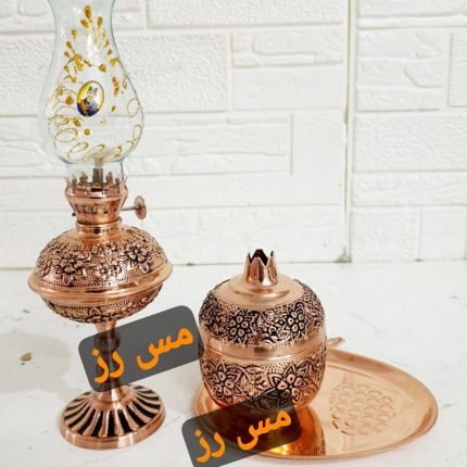 Copper sugar bowl and lamp